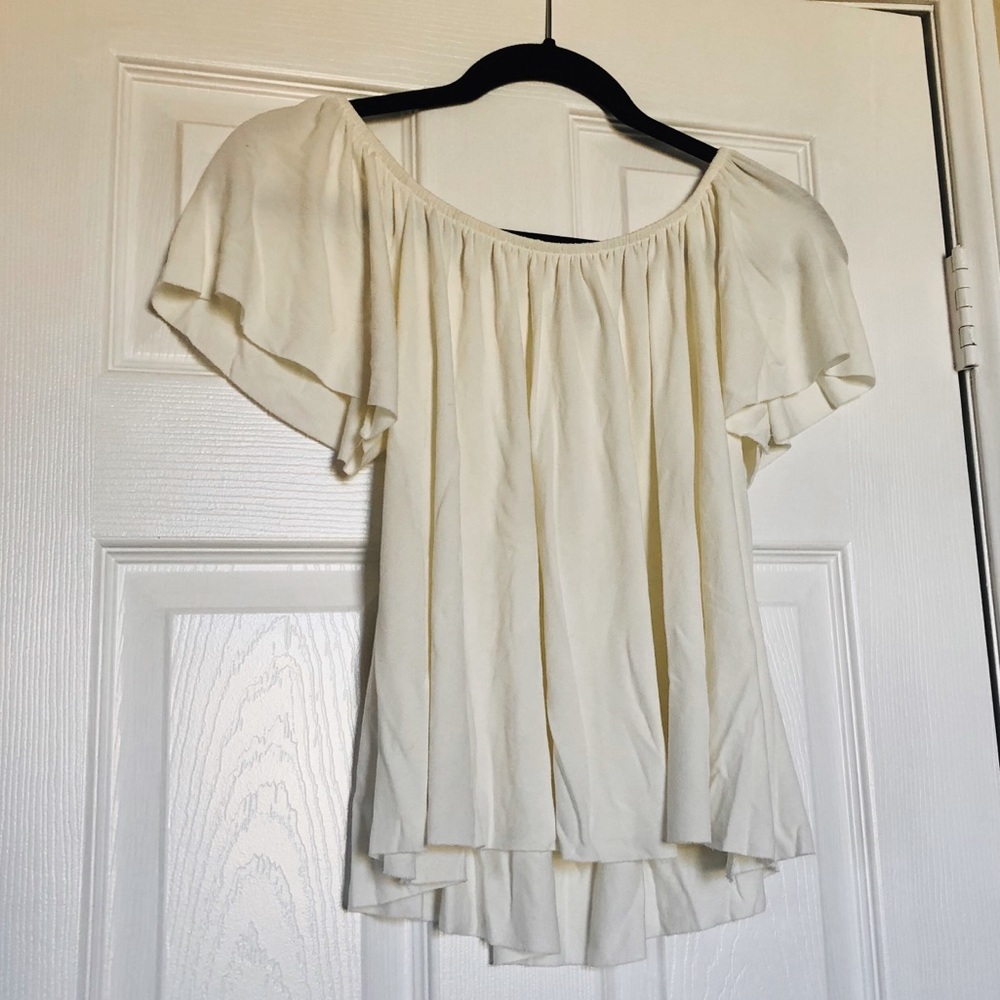Urban Outfitters Ruched Off The Shoulder Top White